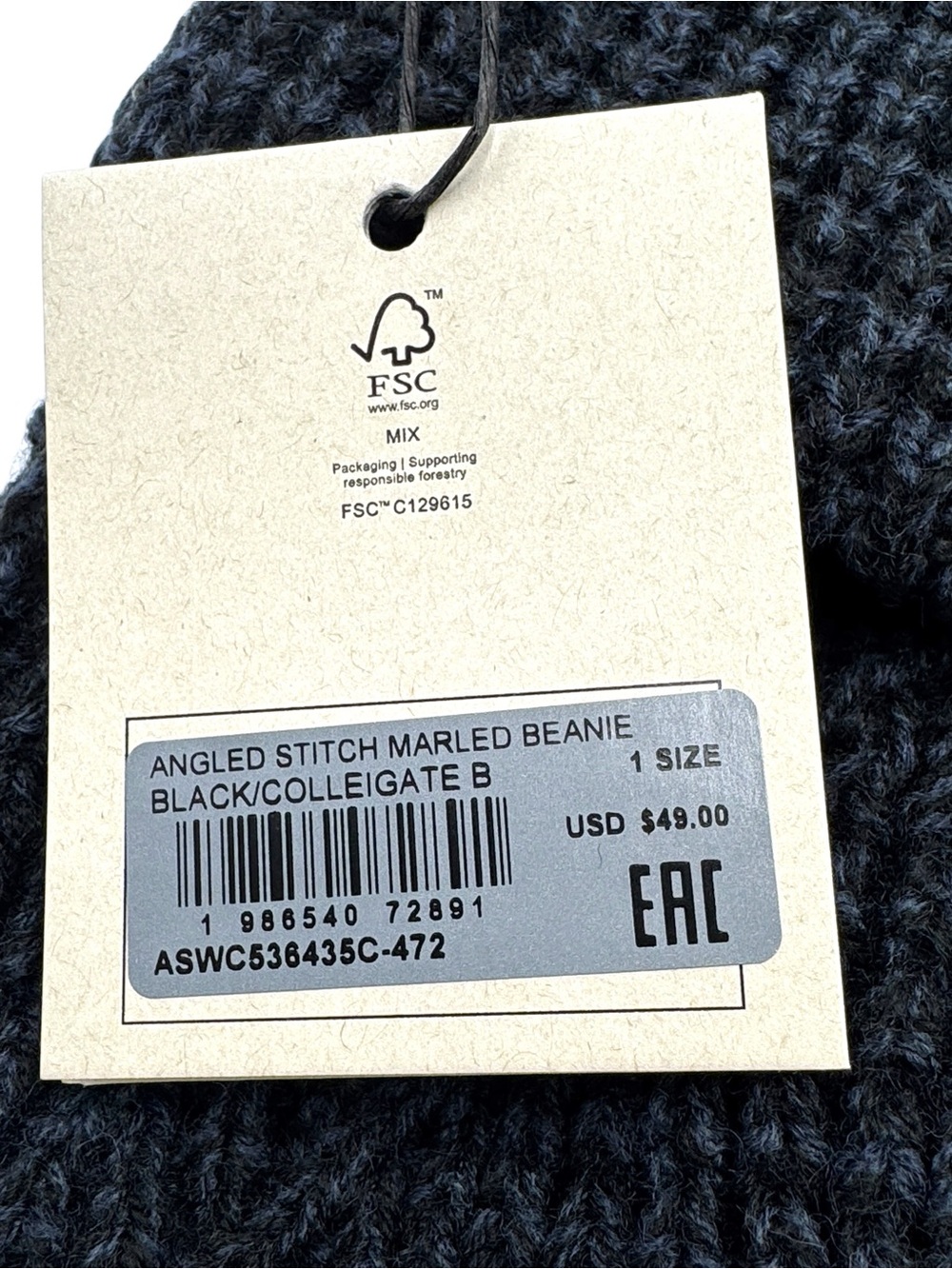 NWT AllSaints Angled Stitch Marled Beanie | One Size - Picture 7 of 11